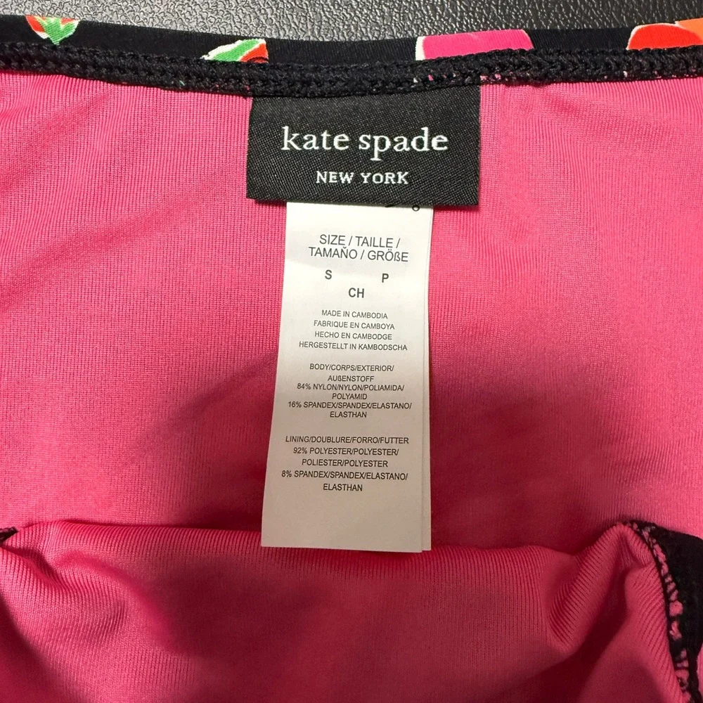 Kate Spade Bikini Set Womens S Black Fruit Print Bandeau Retro Resort Beachwear